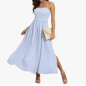 NWT Halter Midi Beach Dress Baby Blue Sz L